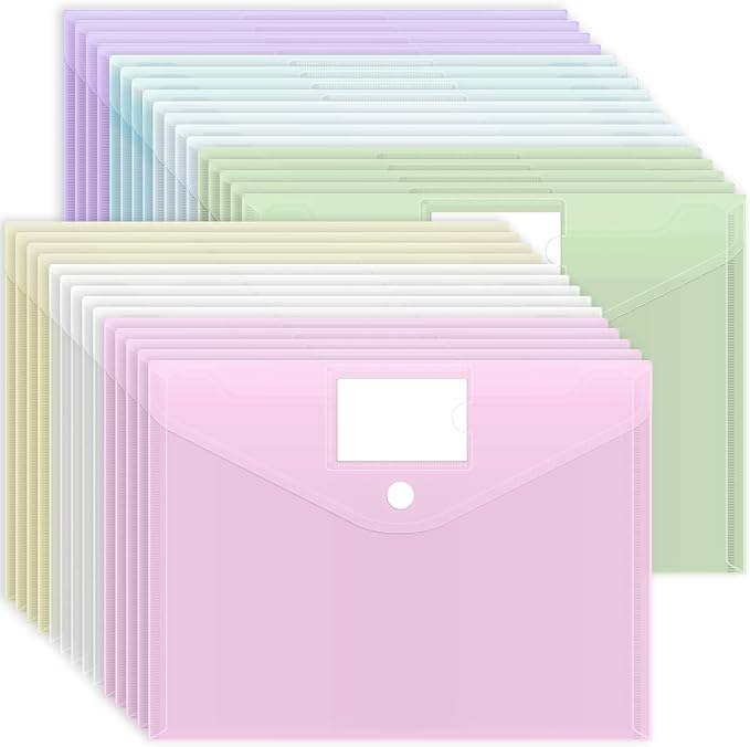 EOOUT 30pcs Plastic Envelopes, Plastic File Folders by EOOUT