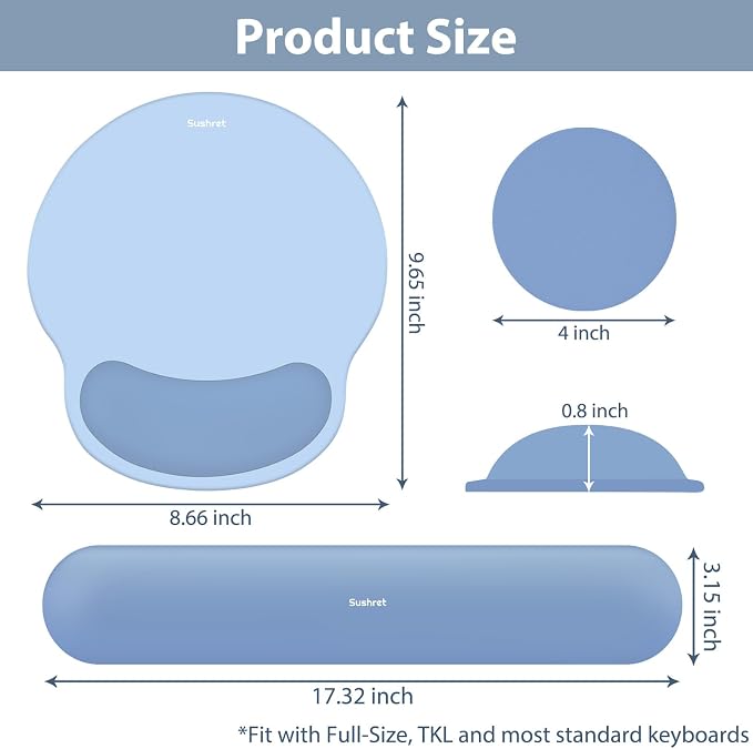 Sushret Mouse Pad and Keyboard Wrist Rest, 3-in-1 Gel Memory Foam Ergonomic - Image 7