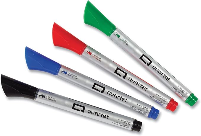 Quartet Glass Board Dry Erase Markers, Fine Tip, 4 Pack by Quartet