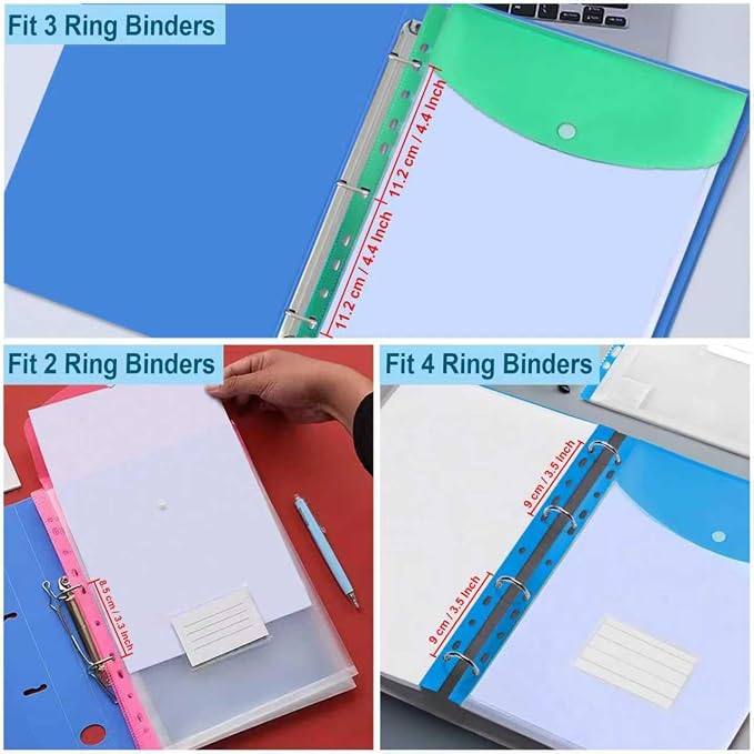 Clear Plastic Document Envelopes, 12 Pack, 6 Colors, Button Closure, - Image 6
