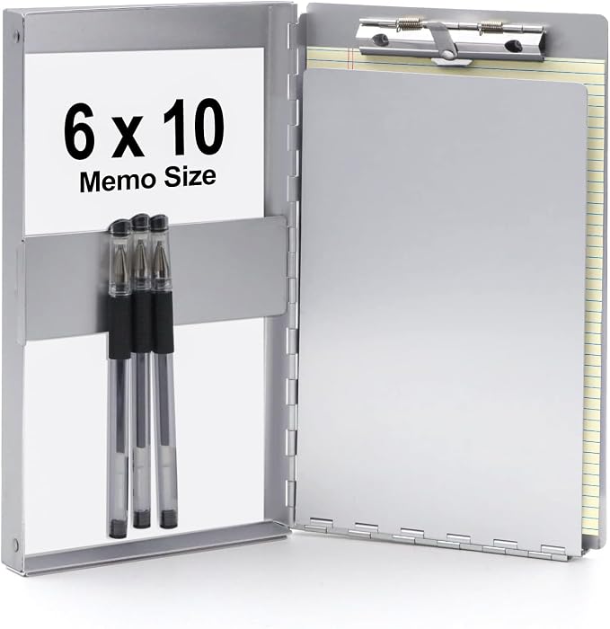 Small Aluminum Clipboard with Storage, 6 x 10.2 Inches, Recycled Metal Snapak by Sunnyclip