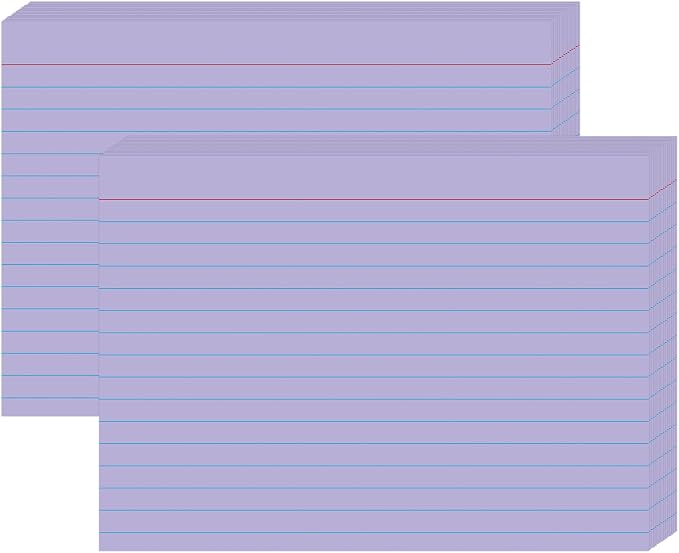 5x7 Purple Index Cards 100 Count, Large Ruled Note Cards by KTFNOMES