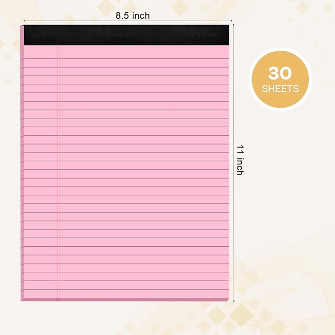 2 Pcs Legal Pads 8.5 x 11 Pink Note Pads 8.5 x 11 Notepad 8.5 x 11 Micro Perforated Writing Pads 8.5 x 11 Lined Paper Pads Wide Ruled Pad of Paper 30 Sheets Notebook for Study, To-Do Lists, Office-DeskLoop Office
