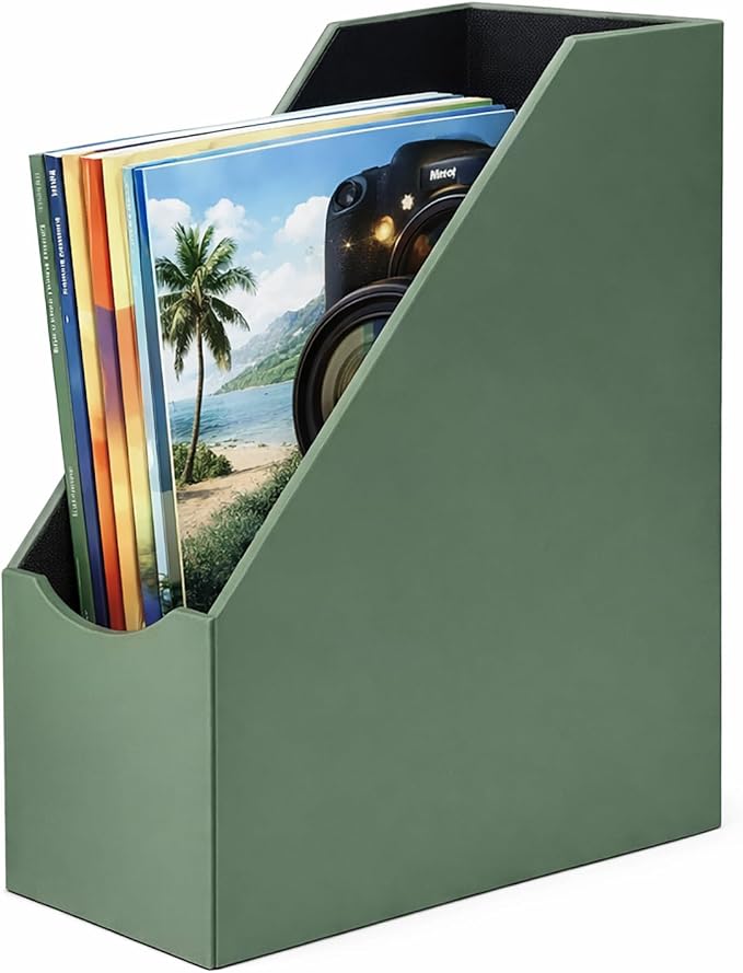 UnionBasic Magazine File Holder, Leatherette Desktop Document Organizer by UnionBasic