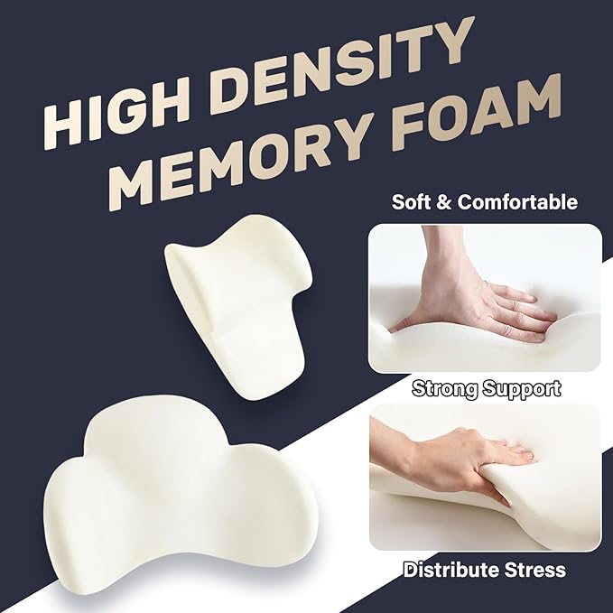 Coverado Lumbar Support and Car Neck Pillow, Ergonomic Memory Foam Desk Chair Cushion and Headrest Pillow for Car Office Chair, Sciatica & Neck & Tailbone Pain Relief Cushion-Beige-DeskLoop Office