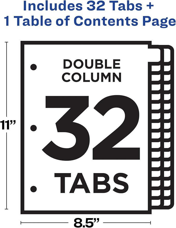 Avery Double Column Dividers for 3 Ring Binders, 32 Tabs per Set, Customizable - Image 4