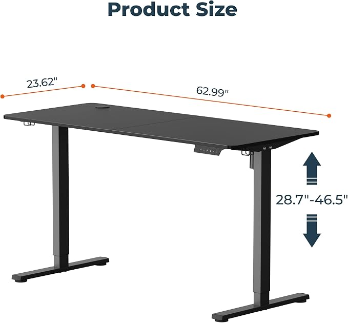 FitStand Adjustable Stand Up Desk Standing Desk, 63x24 Inches Home Office Desk - Image 3
