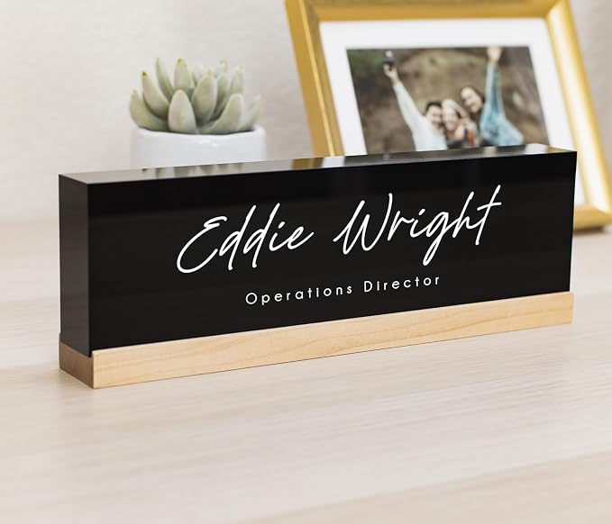 Personalized Acrylic Name Block w/Wooden Base - Image 7