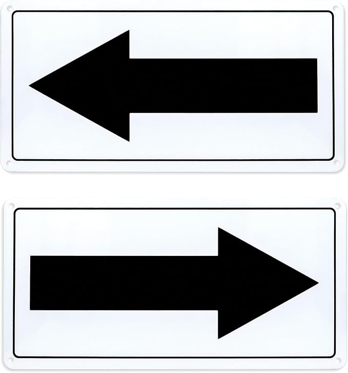 Black Arrow Sign Aluminum 10 x 5 Inch Heavy Duty Metal Waterproof Reflective by EVQ