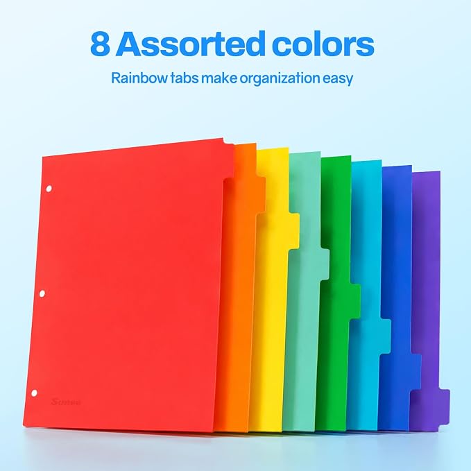 SUNEE 8 Tab Binder Dividers, Plastic Dividers - Image 6