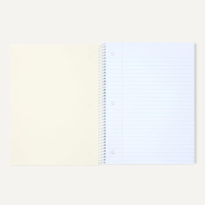 Amazon Basics Wide Ruled Spiral Notebooks, 70 Sheets, 5 Pack - Image 4