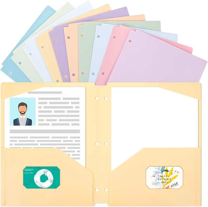 EOOUT Plastic Folders with Pockets, 3 Hole Punch Folders by EOOUT
