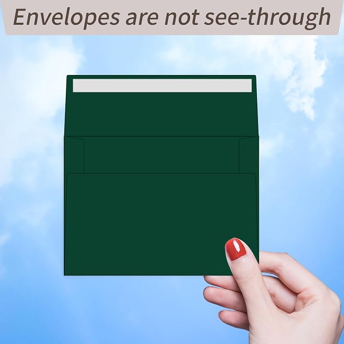 100 Packs Green 4x6 Envelopes for Invitation Card, A6 Small Envelopes Self Seal - Image 4