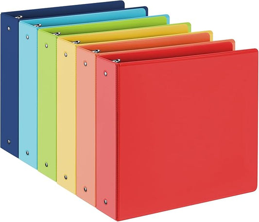 2-inch 3 Ring Binder with 2 Pockets, 2'' View Binders Holds US Letter Size 8.5'' x 11'' Paper - Versatile Binders for Office, Home, and School Use, 6 Pack (White) (2-inch Bright Colors)-DeskLoop Office