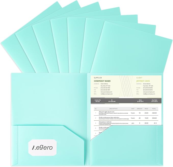 Aegero Plastic Folders with Pockets, Durable Heavy Duty File Folders with by Unknown