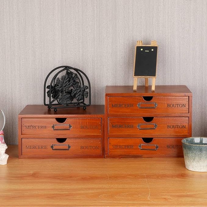 Wooden Storage Box Rustic Desktop Organizer - Image 6