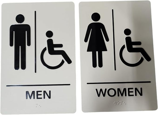 USA Made - Men's and Women's Restroom Signs ADA-Compliant Bathroom Door Signs by RockRidge