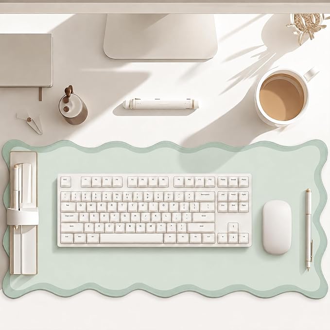 Hahafelt Scalloped Desk Mat Large Desk Pad Cute Coquette Table Mat Back to - Image 6