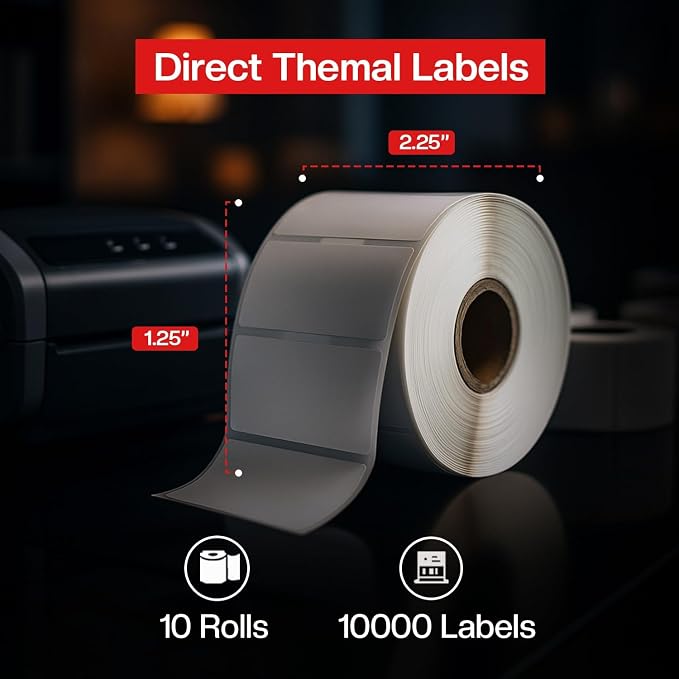 Direct Thermal Labels Roll 2-1/4" x 1-1/4", 10 Rolls, Compatible - Image 3