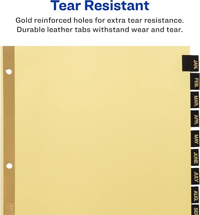 Avery Jan-Dec Dividers for 3 Ring Binders, 12 Tabs per Set, Pre-Printed Black - Image 3
