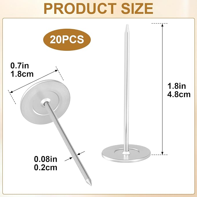 20pcs Metal Thumb Tacks, Heavy Duty Round Head Push Pins, Long Upholstery Tacks - Image 2