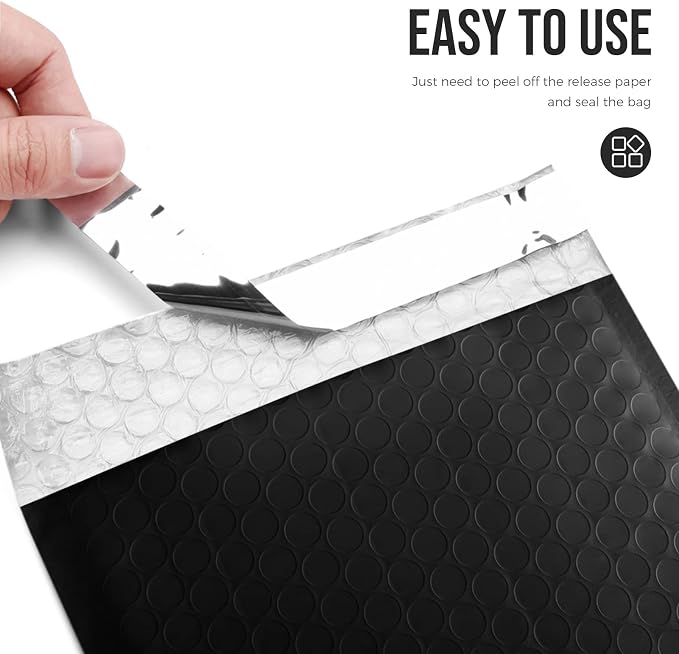 Fuxury Bubble Mailers 6x10" 100 Pack Black Padded Envelopes Usable Size 6x9" - Image 5