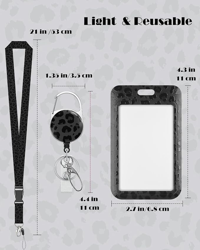 Uniclife Fashionable Sliding Badge Holder Black Leopard Print - Image 6