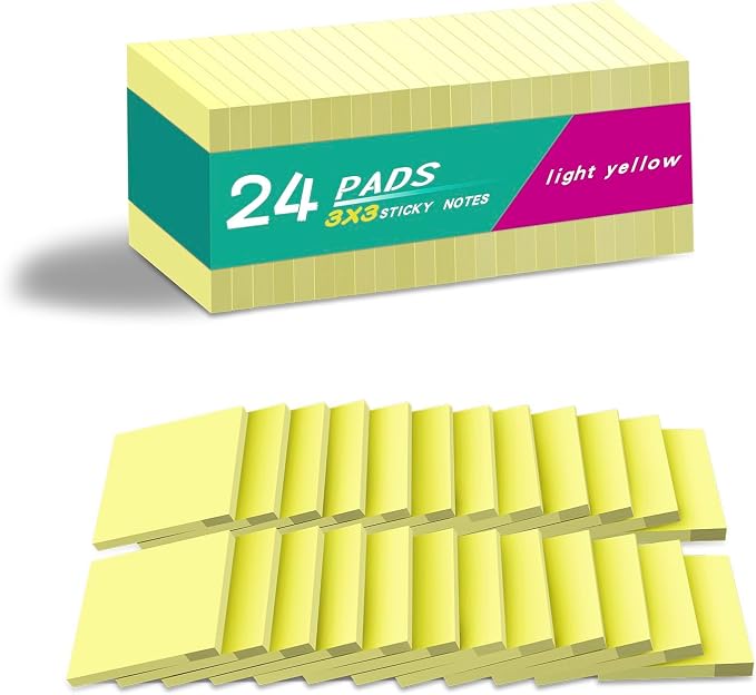 Sticky Notes 3x3 in Yellow, Strong Adhesive, Clean Removal, Recyclable by Kozerite