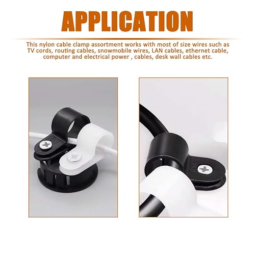 ISPINNER 180pcs Nylon Plastic R-Type Cable Clamps, 1/4" 5/16" 3/8" 1/2" 5/8" - Image 5