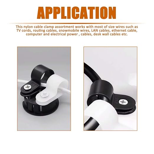 ISPINNER 180pcs Nylon Plastic R-Type Cable Clamps, 1/4" 5/16" 3/8" 1/2" 5/8" - Image 5