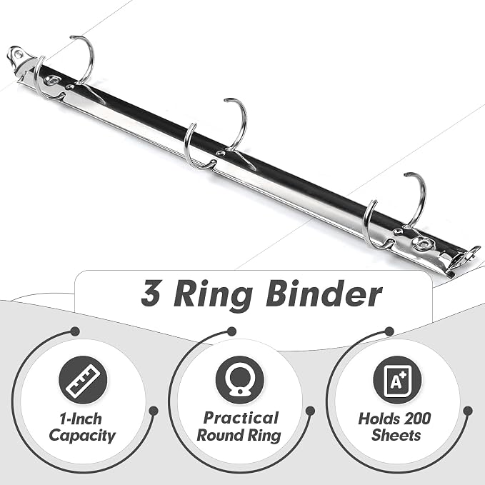 3 Ring Binder 1 Inch, PANDRI 6 Pack 1-Inch Binder Fits Letter Size 8.5'' x 11'' - Image 4