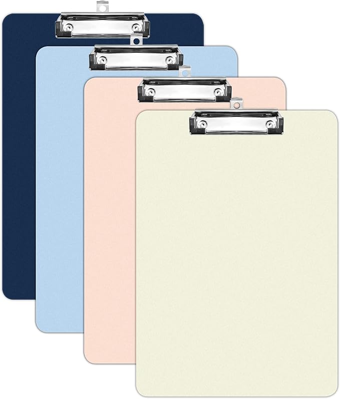 4 Pack Plastic Clipboards Multiple Colors Clip Boards by KIROYAL