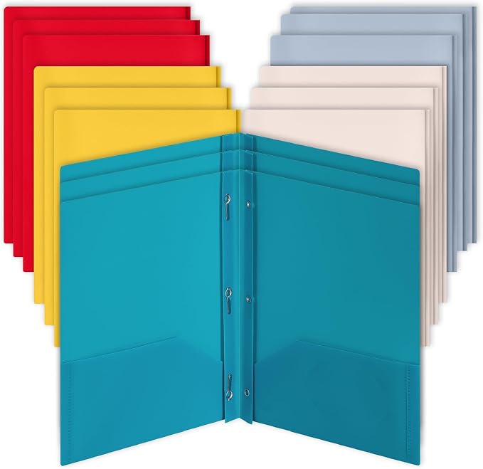 Mr. Pen- Plastic Folders with Pockets and Prongs, 15 Pack, Letter Size | by MrPen