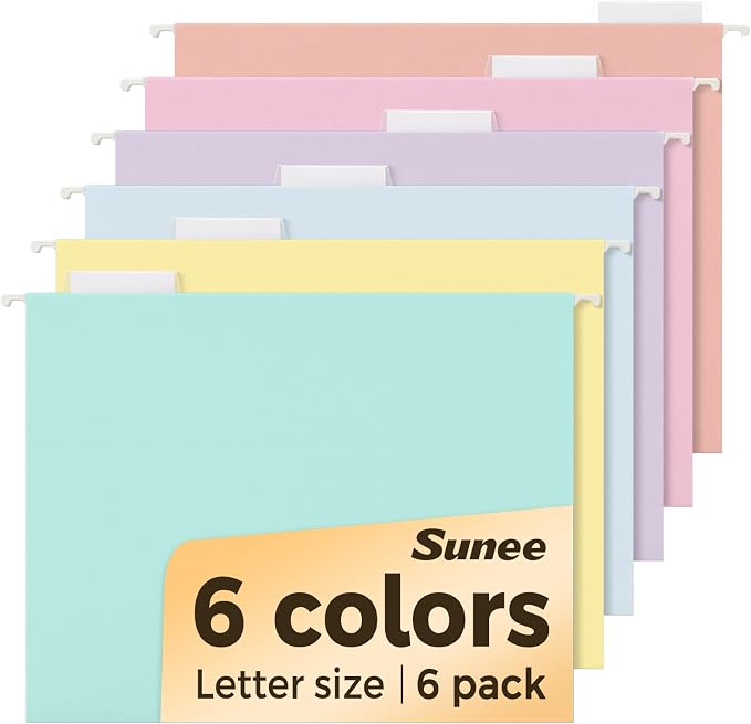 SUNEE 6 Pack Hanging File Folders, Hanging File Folders Letter Size by SUNEE
