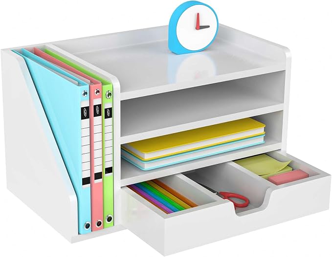 Multi-Tier Wood Desk File Organizer by NiOffice