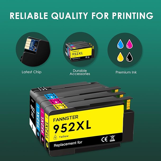 952XL 952 XL Ink Cartridges Combo Pack for HP 952 XL Compatible for HP952 with OfficeJet pro 8710 8720 7740 8725 8210 8715 8702 8740 7720 8730 8216 8700 Printers(Black Cyan Magenta Yellow 4 Pack)-DeskLoop Office