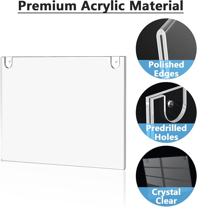 MaxGear Wall Mount Sign Holder, 8.5 x 11 Landscape, 24 Pack | Includes Adhesive - Image 2