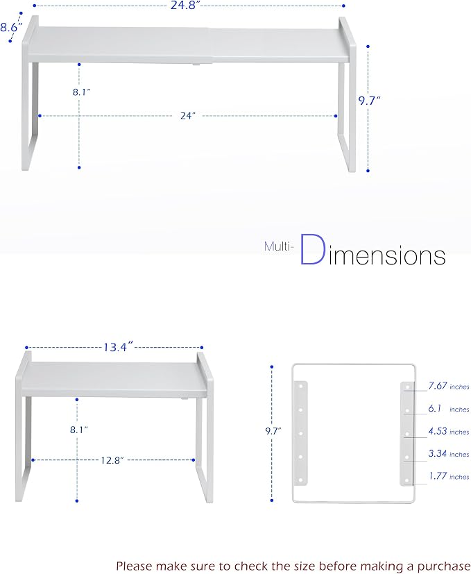 Nxconsu Cabinet Shelf Organizer Expandable 5 Heights Adjustable Stackable Rack - Image 3