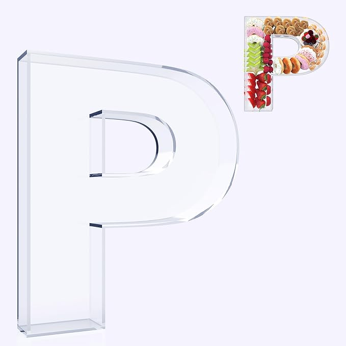 11" Acrylic Letter Charcuterie Box, Reusable Fillable Alphabet Number Shaped by RUFHVTY
