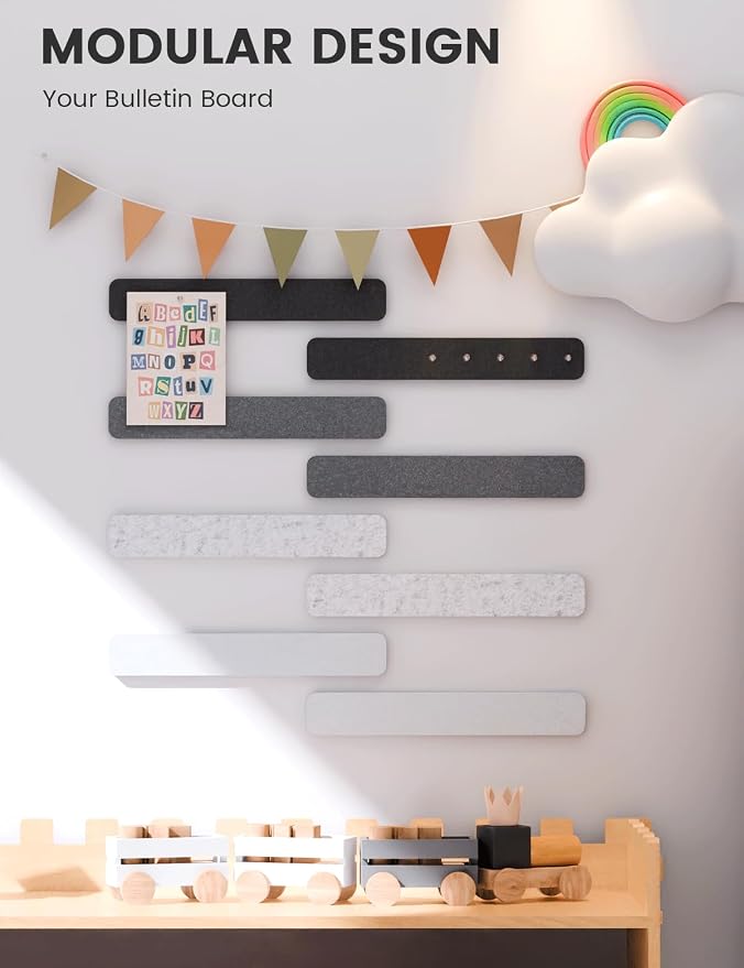 Fluxynara Cork Board Alternative Felt Strip Board 8-Pack 13"x2", Office Pin - Image 5
