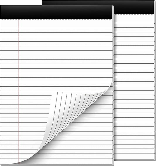 2 Pcs Legal Pads 8.5 x 11 Note Pads 8.5 x 11 Inch Notepad 60 Sheets Writing Pads Wide Ruled Lined Paper Pads White Paper Note Pads 8.5 x 11 with 30 Sheets Per Legal Pad for School, Office, Home-DeskLoop Office