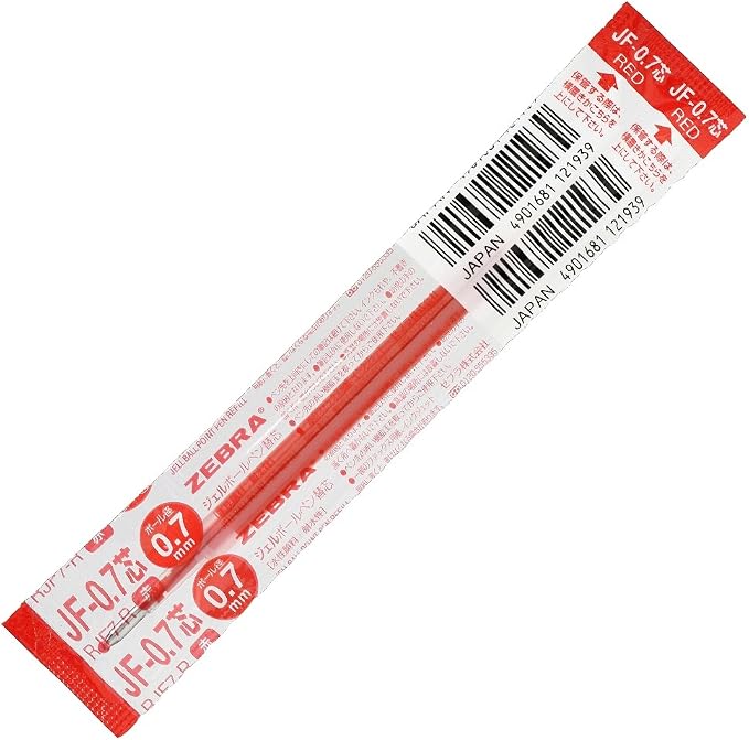 Zebra B-RJF7-R Gel Ballpoint Pen Refill, JF-0.7 Lead, 10 Pens by ZebraPen