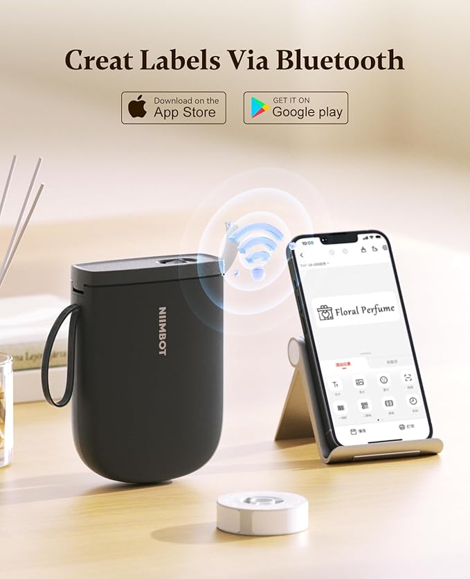 NIIMBOT Label Maker Bluetooth Mini Label Printer D11 2024 Version, Portable Label Maker with Tape Thermal Sticker Small Labeler, 300 DPI High Clearity Rechargeable, Black-DeskLoop Office