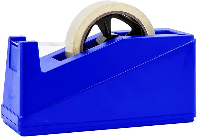 Royal Imports Desktop Tape Dispenser Adhesive Roll Holder (Fits 1" & 3" Core) Heavy Duty Premium for Office, Home, School, Library, Crafts, Moving, Giftwrapping with Weighted Nonskid Base, Blue-DeskLoop Office