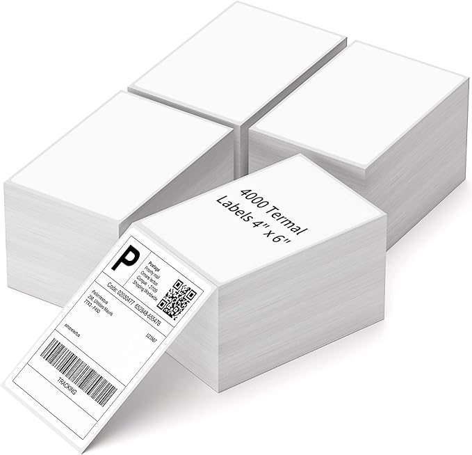 4" x 6" Fanfold Direct Thermal Labels, 4000 Total 4 Stacks, Elton Printers by NefLaca