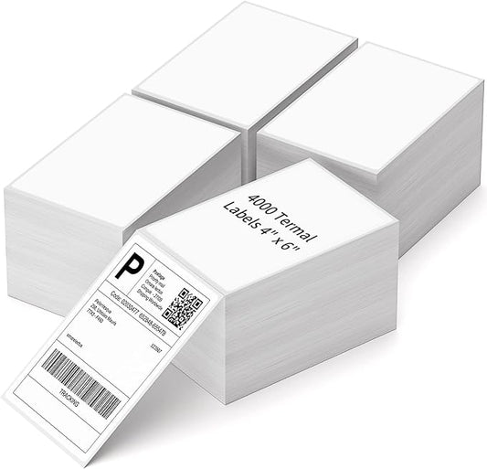 4" x 6" Fanfold Direct Thermal Labels, 4000 Total 4 Stacks, Elton Printers by NefLaca
