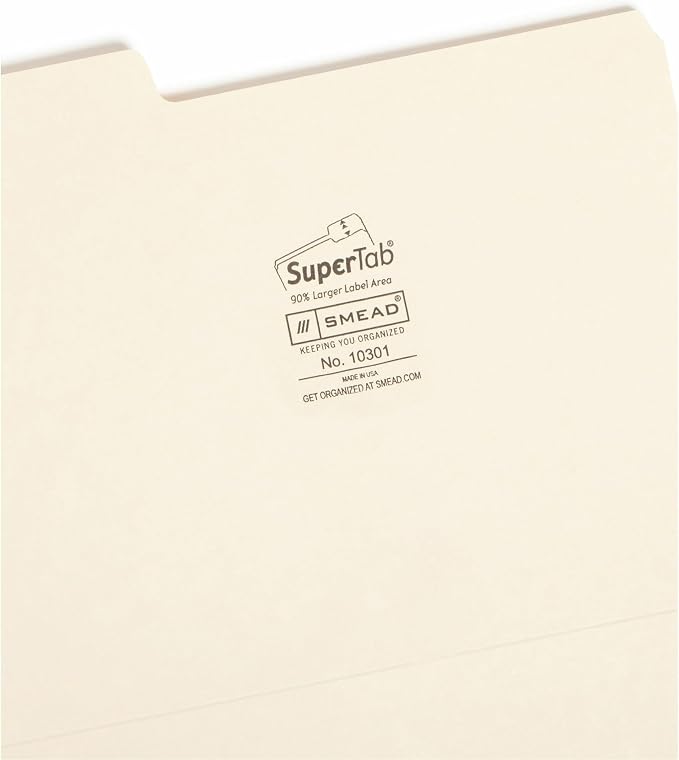Smead SuperTab File Folder, Oversized 1/3-Cut Tab, Letter Size, 100 Per Box - Image 2