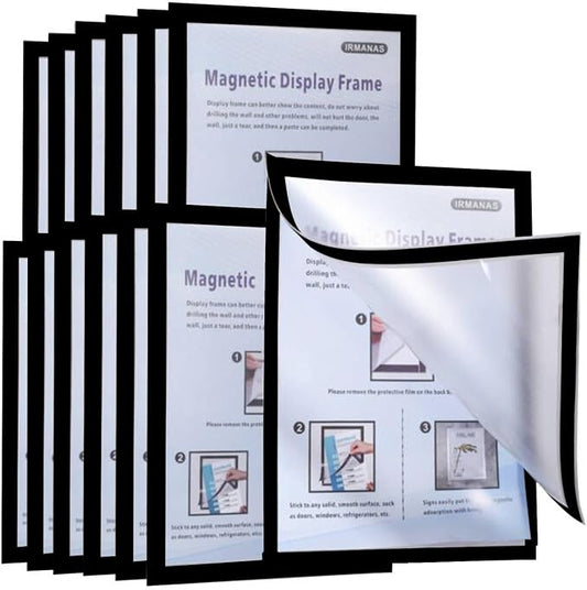 Magnetic Sign Holder 8.5 x 11 Wall Mount, Self-Adhesive Magnetic Sign Holder by Irmanas