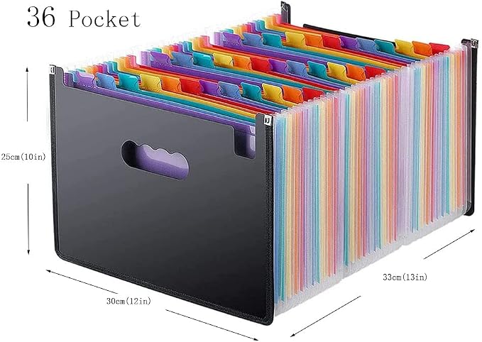 36 Pockets Expanding File Folder, Large Capacity Portable Document Organizer A4 - Image 2