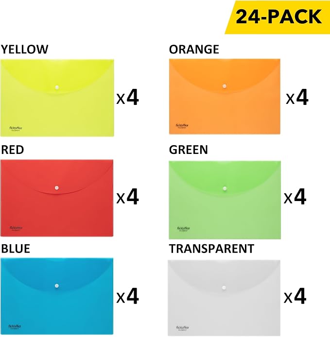 FLEXOFFICE 24 Pack Plastic Envelopes - Image 3
